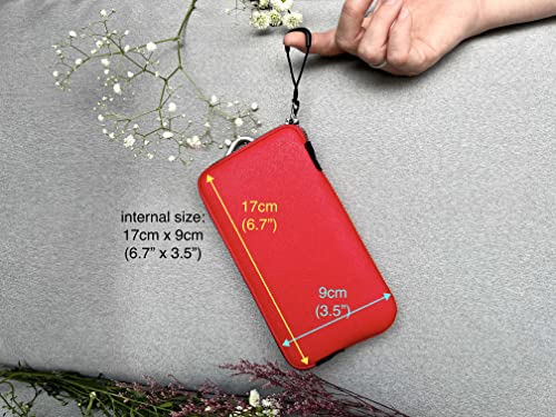 OneJoy Neoprene Cell Phone Pouch, Large Zipper Opening, Lightweight & Protective Phone Sleeves for iPhone Durable Phone Carrier Bag, Thermal Carrying Phone Pouch with Inner Pocket [ Red ] - color: Red