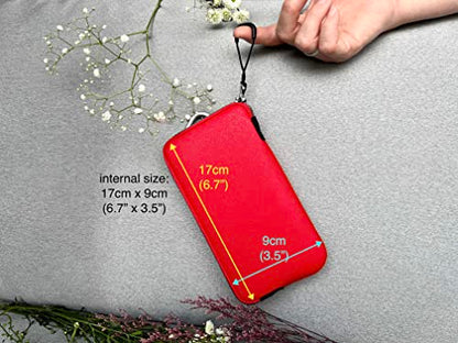 OneJoy Neoprene Cell Phone Pouch, Large Zipper Opening, Lightweight & Protective Phone Sleeves for iPhone Durable Phone Carrier Bag, Thermal Carrying Phone Pouch with Inner Pocket [ Red ] - color: Red