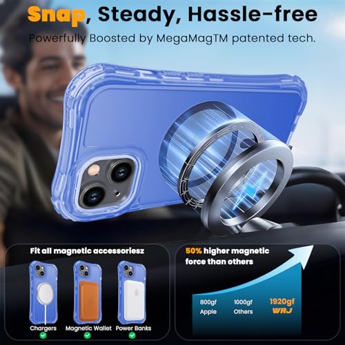 WRJ Magnetic Matte for iPhone 13 Case,iPhone 14 Case,[Compatible with MagSafe][Military Grade Drop Protection] Translucent Anti-Fingerprint Full Body Shockproof Phone Case-Ultramarine - color: Ultramarine, style: Matte