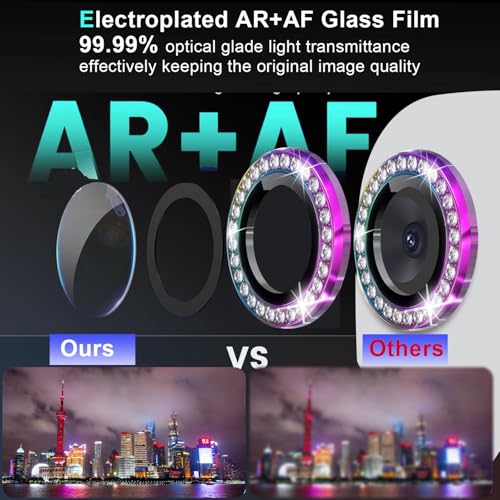 Zeking (2 Set Bling Camera Lens Protector Compatible with Samsung Galaxy Tab S11 Ultra X930/X936 14.6", Glitter Bling Sparkly 9H Tempered Glass Metal Individual Ring (Bling-Color) - color: BlingColor