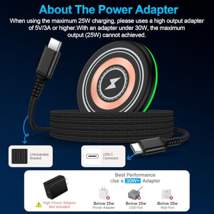 25W Wireless Magnetic Phone Charger Wireless iPhone 17 16 MagSafe Charger - color: Black