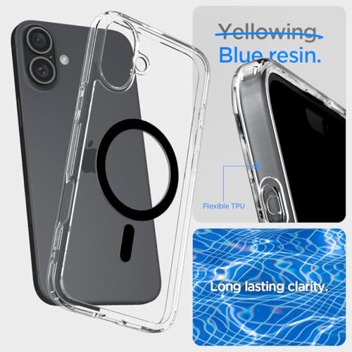 Spigen for iPhone 16 Plus Case, Ultra Hybrid MagFit [Anti-Yellowing] [Compatible with Magsafe] - Clear Black - color: Clear Black, size: iPhone 16 Plus