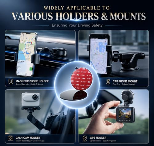 Dashboard Pad Mounting Disk for Suction Cup Phone Mount, 3.2" Sticky Base - size: 3P