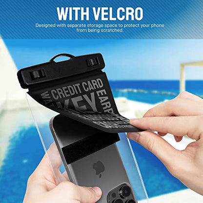 Universal Waterproof Phone Pouch [Double Space] IPX8 Dry Bag with Lanyard for iPhone 16 15 14 13 12 Pro Max XS XR X Galaxy S25 S24 S23 Ultra, Fit All Phones Up to 8'', Black - color: Black