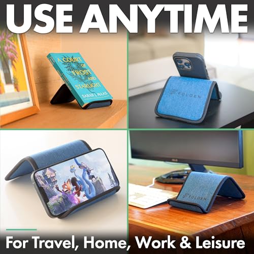Flight Flap Airplane Phone Holder - Foldable Phone Stand for Plane Travel - color: Denim, size: Large