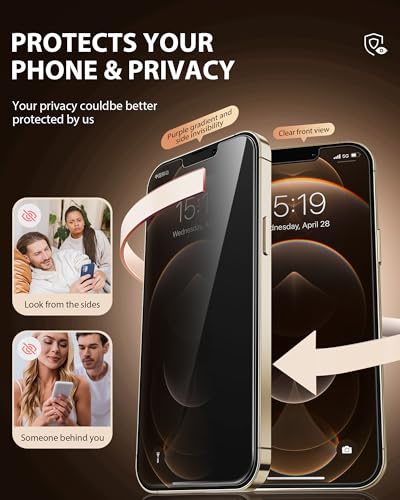 PDDKISS 2 Pack Privacy Screen Protector for iPhone 12 Pro Max - size: for iPhone 12 Pro Max - 6.7 inch