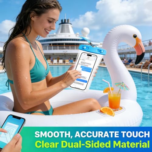 Waterproof Phone Pouch,IPX8 Phone Case for iPhone 17/15 Pro Max,Underwater | Phone Dry Bag for Beach Playing & Swimming,Snorkel,Skiing,Surfing Cruise Essential,Touch Screen with Lanyard(Fits Up to 7.2") - color: Blue