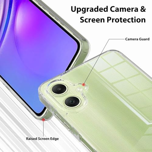 for Samsung Galaxy A06 5G Case Crystal Clear Slim Hard Case Hybrid Shockproof Bumper with Tempered Glass Screen Protector Full Body Anti-Yellow Anti-Scratch Phone Protective Cover - color: Galaxy A06 5G
