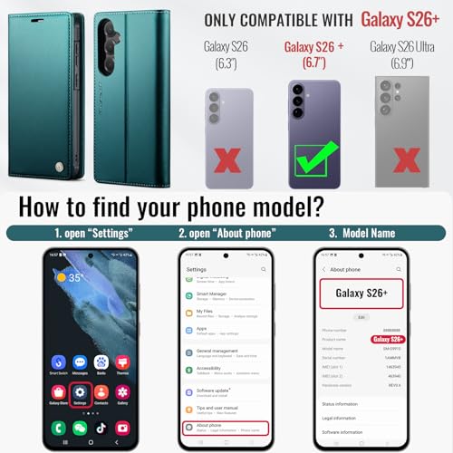 for Samsung Galaxy S26 Plus 2in1 Detachable Wallet Case, Bluegreen | Compatible with Magsafe, Magnetic, RFID Blocking Card Holder, Shockproof, Kickstand, Wireless Charging, PU Leather Flip Cover - color: (Detachable 2 in 1)-Blue Green, size: Galaxy S26 Pl