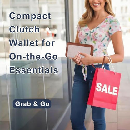 Double Zipper Wallet RFID Blocking Cellphone Wristlet for Women Large Capacity Multi Card Clutch Purse with Removable Strap, Grey Linen Brown - color: Grey Linen Brown