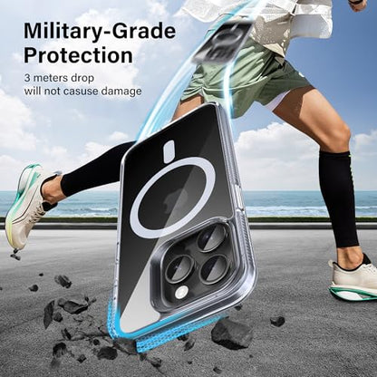 Supdeal Magnetic Clear Case for iPhone 15 Pro Max, [Compatible with MagSafe] [Non Slip Bumper & Not Yellowing] Military Grade Shockproof Transparent Silicone Phone Cover, 6.7", Transparent - color: Transparent, size: iPhone 15 Pro Max