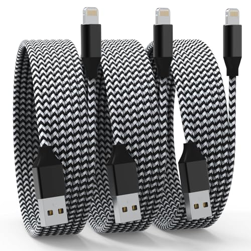 3 Pack iPhone Charger 10 FT Apple MFi Certified Fast Charging Lightning Cable Nylon Braided High Speed Transfer Cord for iPhone 14 13 12 11 Pro Max XR XS X 8 7 6 Plus iPad and More
