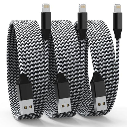 3 Pack iPhone Charger 10 FT Apple MFi Certified Fast Charging Lightning Cable Nylon Braided High Speed Transfer Cord for iPhone 14 13 12 11 Pro Max XR XS X 8 7 6 Plus iPad and More