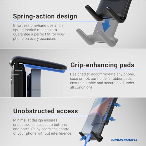 ARKON Mounts Slim-Grip Ultra Sticky Suction Windshield Phone Car Mount | Universal Phone Holder | Firm Windshield Suction | Adjustable 3" Arm | Compatible with iPad, Galaxy, Pixel and more | SM679