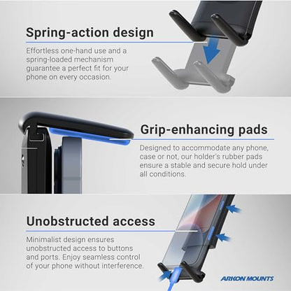 ARKON Mounts Slim-Grip Ultra Sticky Suction Windshield Phone Car Mount | Universal Phone Holder | Firm Windshield Suction | Adjustable 3" Arm | Compatible with iPad, Galaxy, Pixel and more | SM679