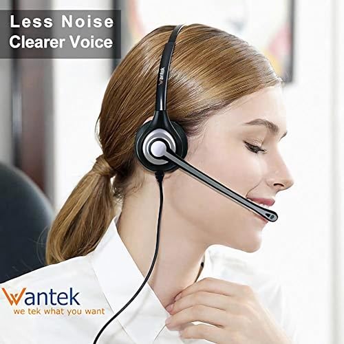 Wantek Cisco Phone Headset with Microphone Noise Cancelling, RJ9 Telephone Headsets Compatible with Cisco Office Phones 7940 7942 7945 7960 7962 7965 7811 7821 8811 8841 8845 8851 Plantronics M12 M22