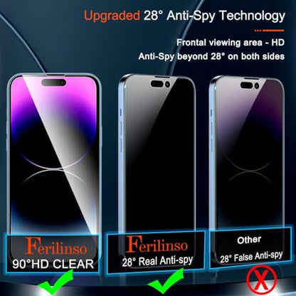 Ferilinso Privacy Screen Protector for iPhone 14 Pro Max, Tempered Glass - size: iPhone 14 Pro Max-6.7 IN
