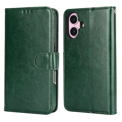 Bocasal Detachable Wallet Case Card Holder for iPhone 16, Green | RFID Blocking Kickstand Card Slots Holder PU Leather Magnetic Shockproof Wrist Strap Removable Flip Protective Cover 6.1 inch - color: Green