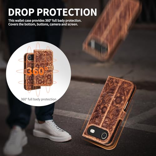 Leather Case Compatible with iPhone 17 Air Wallet 6.5" Dark Brown | Genuine Leather 2-in-1 Magnetic Detachable Shockproof,Flip Folio Cover with Card Slot,Wireless Charging RFID Blocking brown - color: Dark brown, size: 17 Air