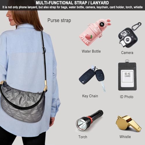 DAOSUN Phone Lanyard CellPhone Strap Crossbody, 3 in 1 Detachable Anti Theft Phone Cross Body Strap - color: Black-8mm Paracord