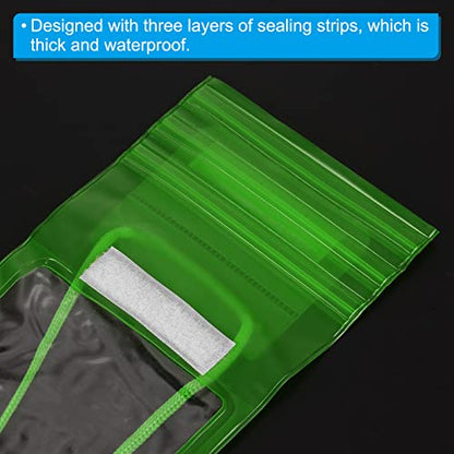 PATIKIL Waterproof Phone Pouch, 2 Pack Universal Lanyard Cellphone Dry Bag Clear Protection Cover Bag for Beach Swimming Pool, Green - color: Green