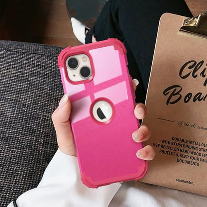 IDweel for iPhone 15 Case with Screen Protector,Luxury 3 in 1 Shockproof Slim Fit Hybrid Heavy Duty Protection Glitter Hard PC Cover Soft Silicone Bumper Full Body Case,Glitter Rose Red - color: Glitter Rose Red