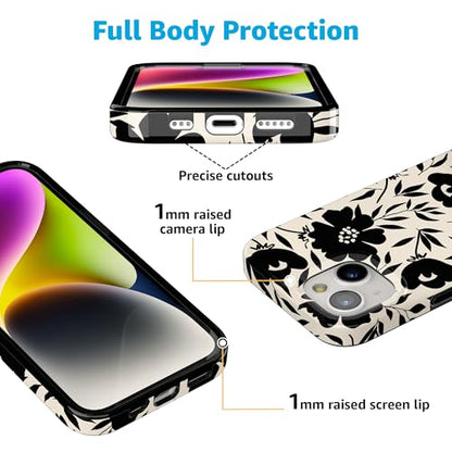 Casely iPhone 15 Plus Case | Dark Fantasy | Contrast Floral | Compatible with MagSafe | Classic Ultra Slim Design - color: Dark Fantasy | Contrast Floral