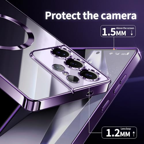 Hurgoer for Samsung Galaxy S21 Ultra Case.Soft TPU Electroplated Frame Cover with Clear Back.Drop Tested Protective Full Body Case.Thin Light Slim【Not Magsafe】 (Deep Purple, S21 Ultra) - color: Deep Purple, size: S21 Ultra