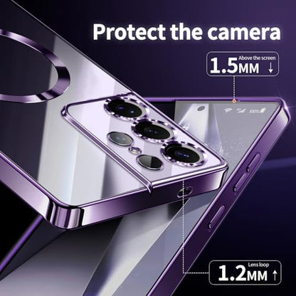 Hurgoer for Samsung Galaxy S21 Ultra Case.Soft TPU Electroplated Frame Cover with Clear Back.Drop Tested Protective Full Body Case.Thin Light Slim【Not Magsafe】 (Deep Purple, S21 Ultra) - color: Deep Purple, size: S21 Ultra