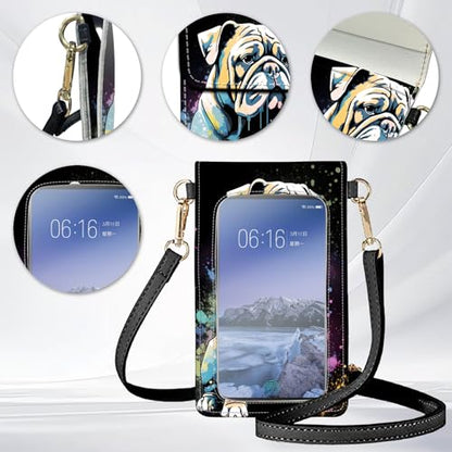 for Women Cell Phone Purse,with Touchscreen Cell Phone Purse,PU Leather Shoulder Bag Waterproof Phone Wallet Case with Clear Touch Screen Window up to 6.7 inch Smartphone, - color: Colorful Cute Dog -242