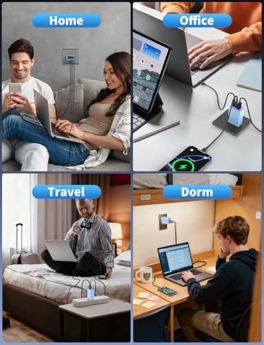 85W Dynamic Power GaN USB-C Fast Charger, 2C1A 3-Port, Max 65W, 2 Pack - color: Blue, size: 2Pack
