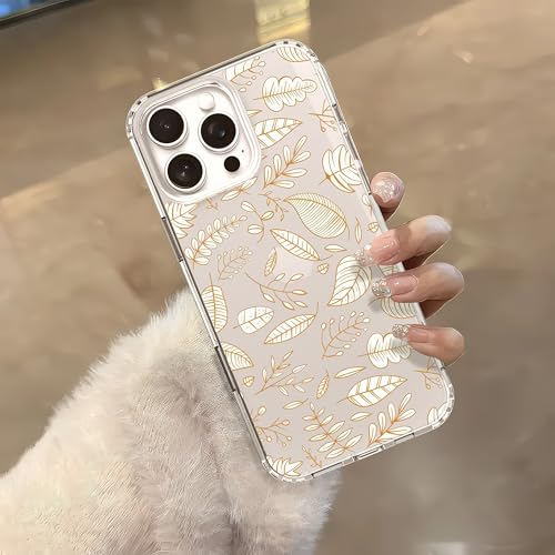 IAIYOXI Clear Case for iPhone 16, [Crystal Clear Military-Grade Drop Protection], Non-Yellowing, Slim Lightweight Transparent TPU Bumper Phone Case Cover Design - Line Leaves - color: Line Leaves, size: iPhone 16