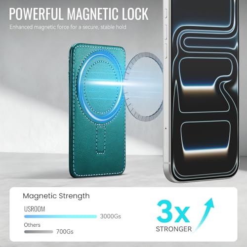 for Magsafe Wallet Magnetic Card Holder RFID Blocking, Bluish Green - color: Bluish Green