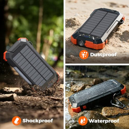 BLAVOR Solar Power Bank Built-in 27.5in Retractable Cable 20000mAh - color: Orange