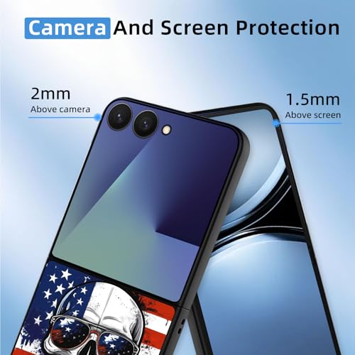 for Z Flip 7 Case Ultra Thin 1.2mm Matte Hard PC Phone Cover- Anti-Scratch Anti-Fingerprint Slim Fit Shockproof Protection Cover for Samsung Galaxy Z Flip 7 Case,American Flag Skull - color: American flag skull