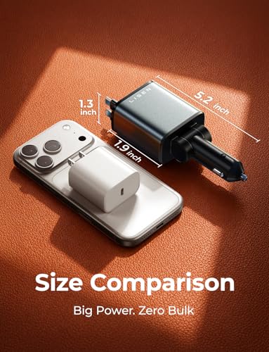 LISEN Retractable Car Charger, 84W Car Charger USB C Fast Charge, 4 in 1 - color: Grey, size: 31.5 Inch