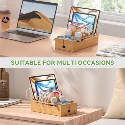 Pezin & Hulin Cell Phone Charging Station for Multi Devices-Natural Bamboo - color: Natural