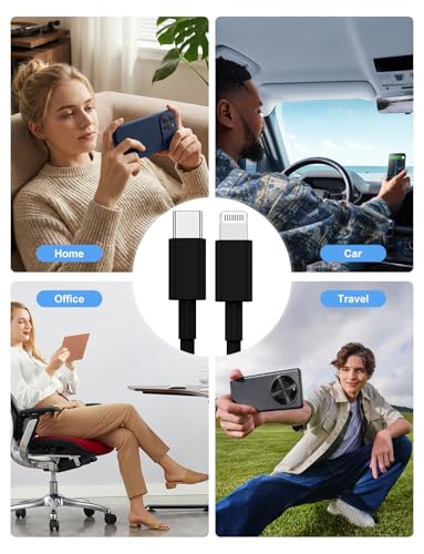 USB C to Lightning Cable [Apple MFi Certified] - 2Pack 6/10FT - Black - color: Black, size: 6ft+10ft