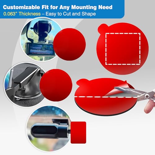 Double-Sided Adhesive Pads for Dash Cam Mount – 8-Pack 2.2" (56mm) Round High-Bond Heat-Resistant Mounting Tape for Windshield, Dashboard, GPS & Camera Holders – Includes Adhesion Promoter - size: Ø 2.2", 0.063" Thick (Pack of 2)