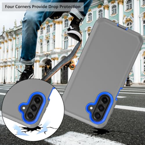 Rugged Phone Case for Samsung Galaxy A18/A17 | Belt Clip Holster & Kickstand Heavy Duty Shockproof Protective Full Body Case (Grey+Blue) - color: Grey+Blue