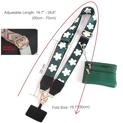 Phone Lanyard Crossbody with Zipper Pouch, Adjustable Phone Strap with Detachable Wallet/Wrist, Holds Multiple Cards & Cash, Clip and Go Strap Women/Teacher Gift for All Phone, Dark Green - color: Dark green