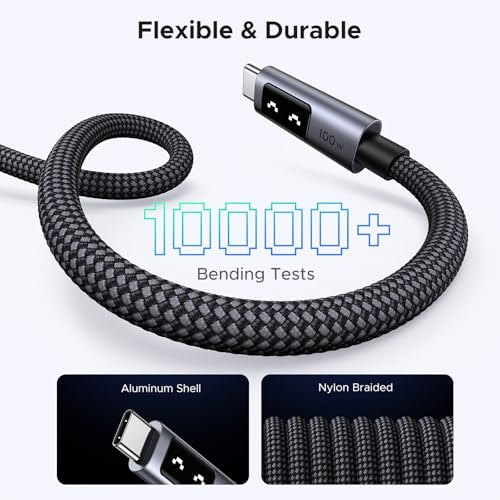 UGREEN Uno USB C Cable 100W with LED Display, Fast Charging, 10ft, Black - color: Black, size: 10 FT