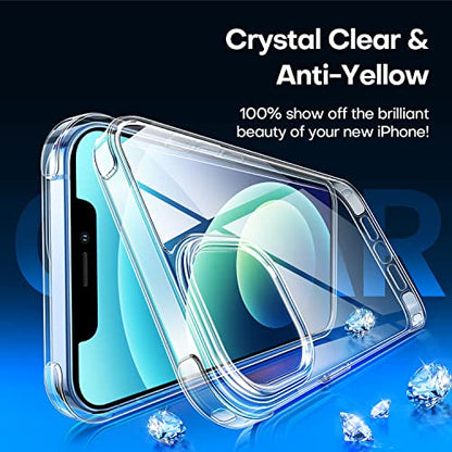CANSHN Clear Shockproof for iPhone 12 Case/iPhone 12 Pro Case | Crystal Clear, Military-Grade Protection, Scratch Resistant, Anti-Slip, Slim Fit, Wireless Charging Compatible - color: Clear