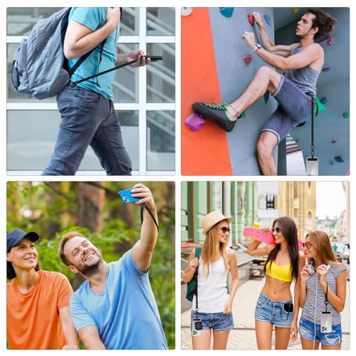 Hovmwey Stretchy Phone Lanyard Tether, 2 Pack Phone Leash Anti-theft Phone Strap for Anti-drop Outdoor Hiking Cycling Climbing Universal for Most Cell Phones, Black - color: Black