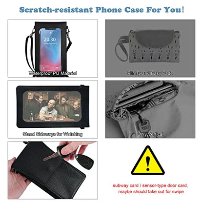 PU Leather Small Phone Bag with Transparent Window for Touchable Screen, 6.7" Without Phone case Compatibility, Magnetic Closure & Waterproof - Crossbody Wallet Case with Shoulder Strap - color: Black
