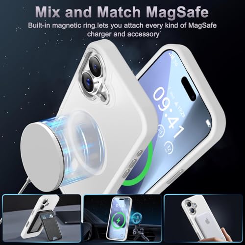 Newfuture Magnetic for iPhone 17 Case Matte Shockproof, Frosted White | Military Drop Protection, Slim Matte Anti-Fingerprint, Compatible with Magsafe, Camera Guard, Translucent Protective Cover - color: Frosted White, size: iPhone 17 6.3 inch