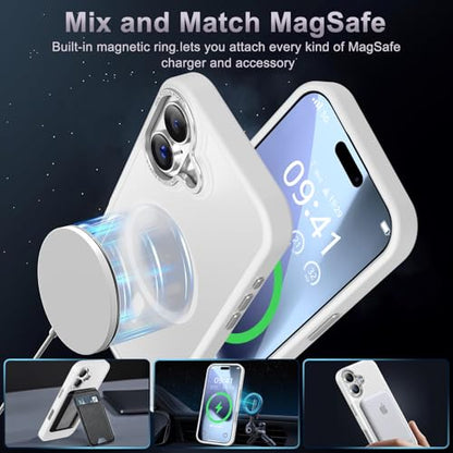 Newfuture Magnetic for iPhone 17 Case Matte Shockproof, Frosted White | Military Drop Protection, Slim Matte Anti-Fingerprint, Compatible with Magsafe, Camera Guard, Translucent Protective Cover - color: Frosted White, size: iPhone 17 6.3 inch