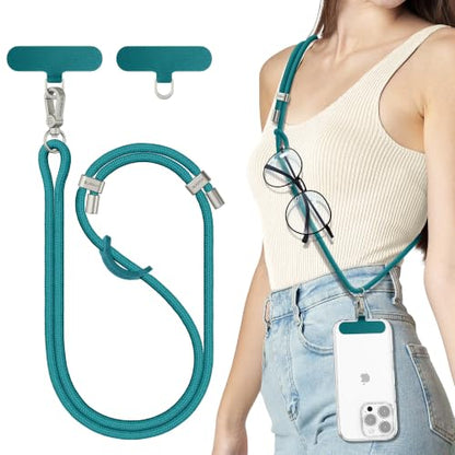 SURPHY Phone Lanyard Crossbody, Phone Strap Crossbody with 2 Tether Tabs - color: Teal
