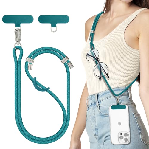 SURPHY Phone Lanyard Crossbody, Phone Strap Crossbody with 2 Tether Tabs - color: Teal