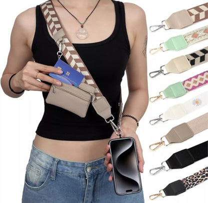 Crossbody Body Phone Holder for Women, New Phone Strap with Zippered Pouch, Adjustable Crossbody Strap - color: Brown